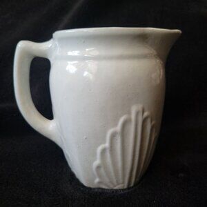 Vintage Stoneware Pitcher, Small White Jug, Cottagecore, Farmhouse, Shabby Chic